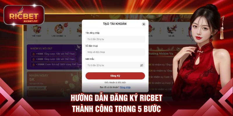 Hướng dẫn đăng ký RICBET thành công trong 5 bước